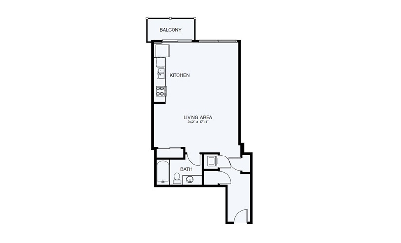 S5 Studio 1 Bath Floorplan