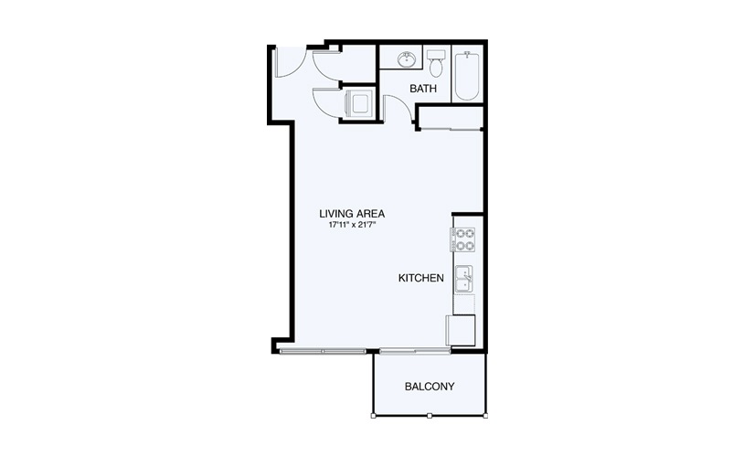 S3 Studio 1 Bath Floorplan