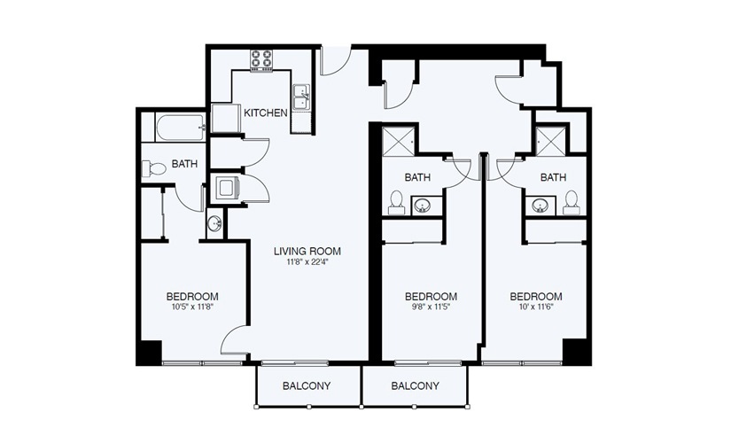 C4 3 Bed 3 Bath Floorplan