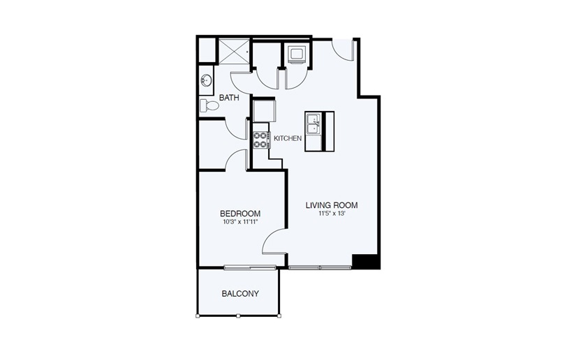 A4 1 Bed 1 Bath Floorplan
