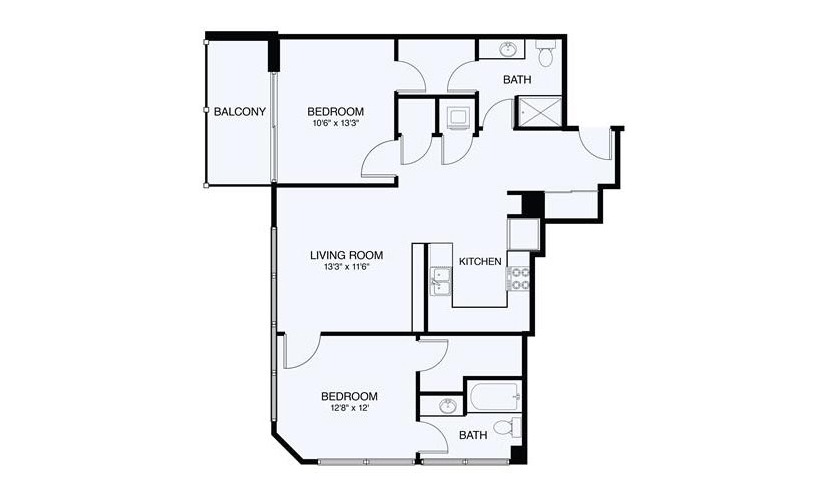 B1 2 Bed 2 Bath Floorplan