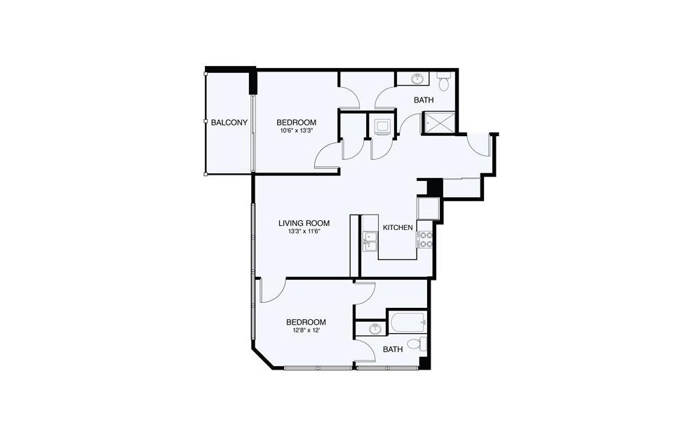 B1 2 Bed 2 Bath Floorplan