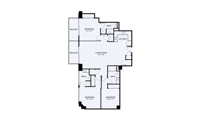 C6 3 bed 2 Bath Floorplan