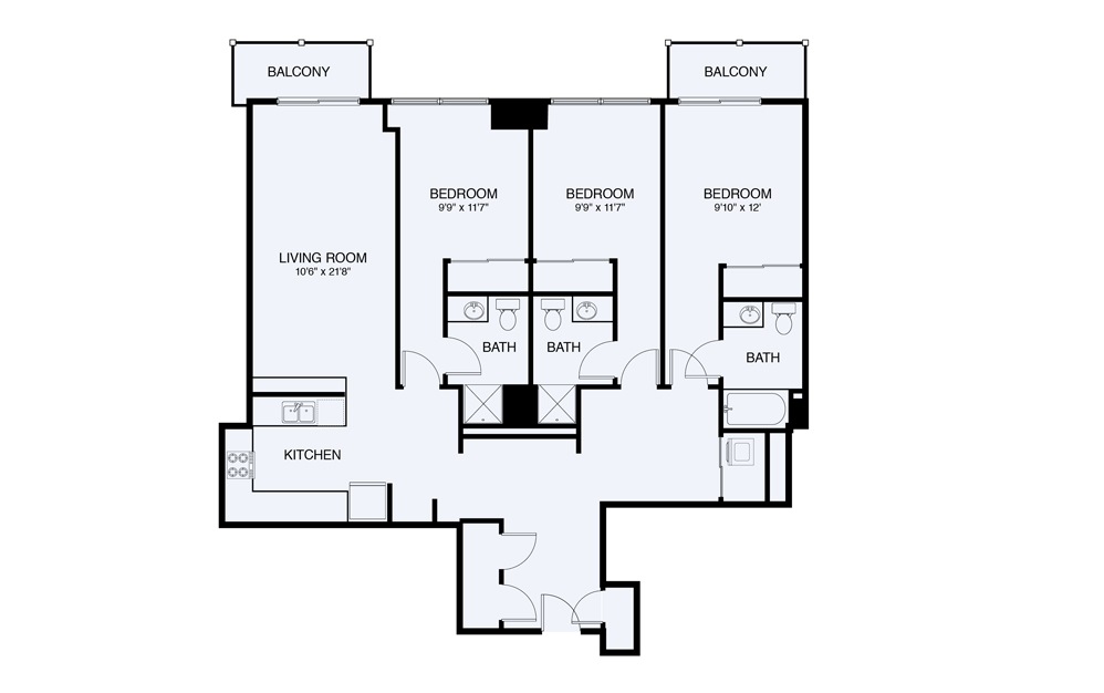 C5 3 Bed 2 Bath Floorplan