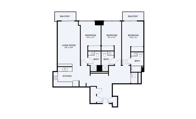 C5 3 bed 2 Bath Floorplan