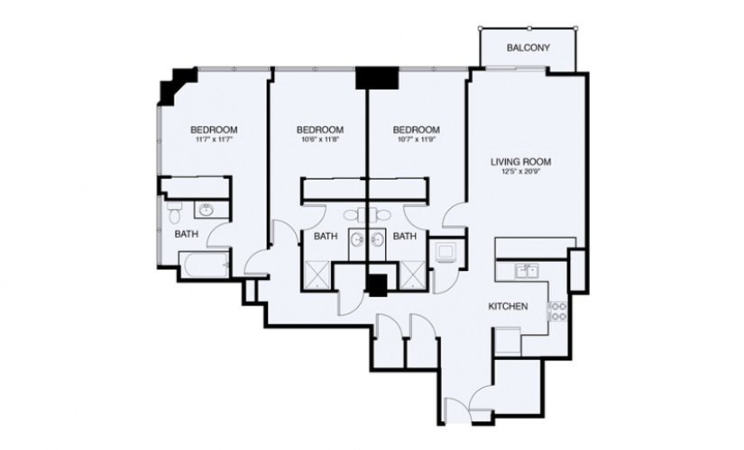 C8 3 bed 2 Bath Floorplan