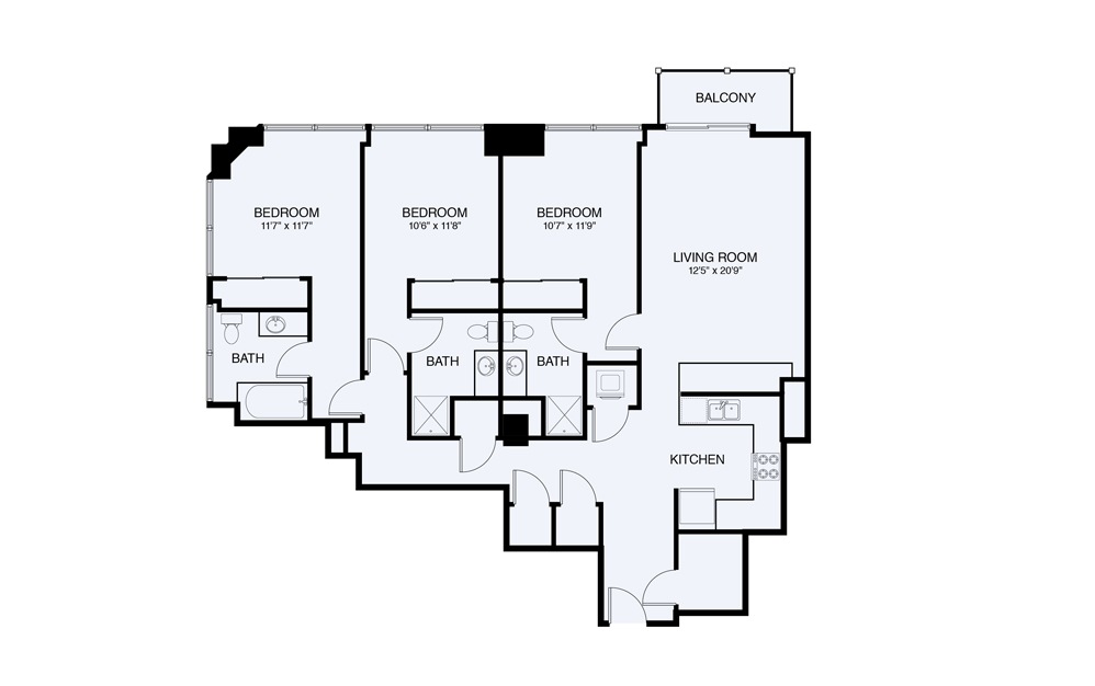 C8 3 bed 2 Bath Floorplan