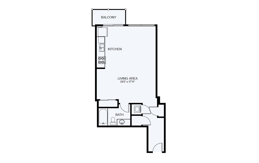 S5 Studio 1 Bath Floorplan