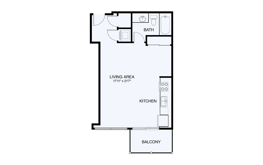 S3 Studio 1 Bath Floorplan