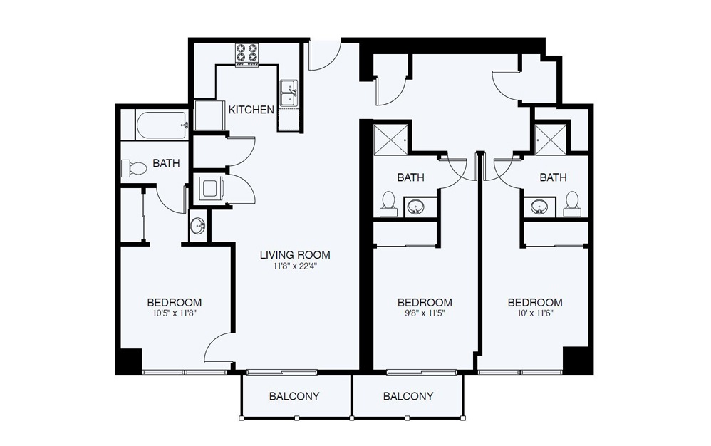 C4  3Bed 3 Bath Floorplan