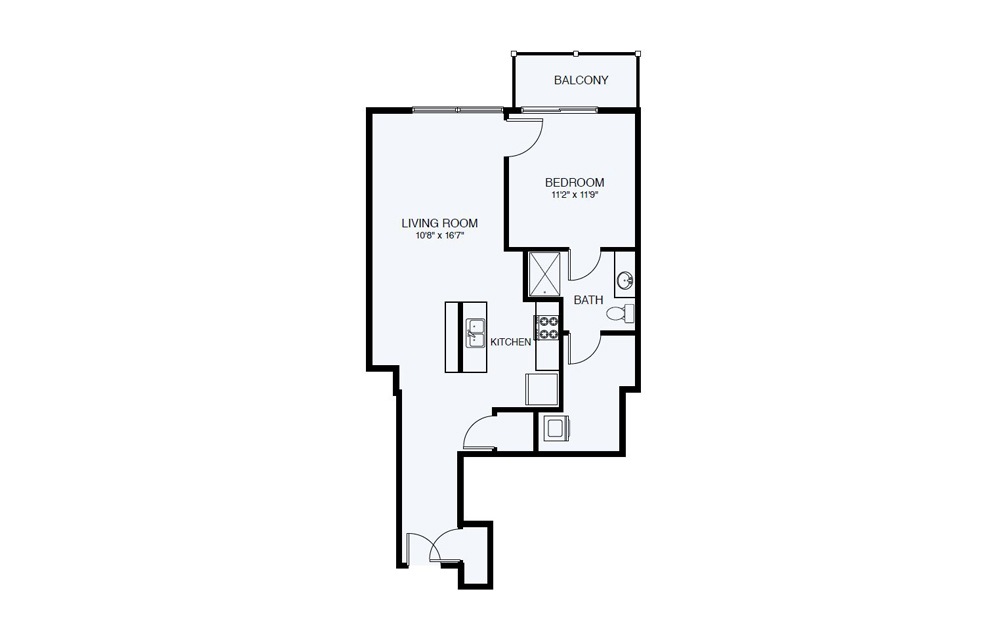 A9 1 Bed 1 Bath Floorplan