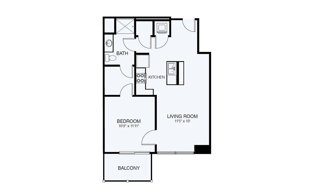 A4 1 Bed 1 Bath Floorplan